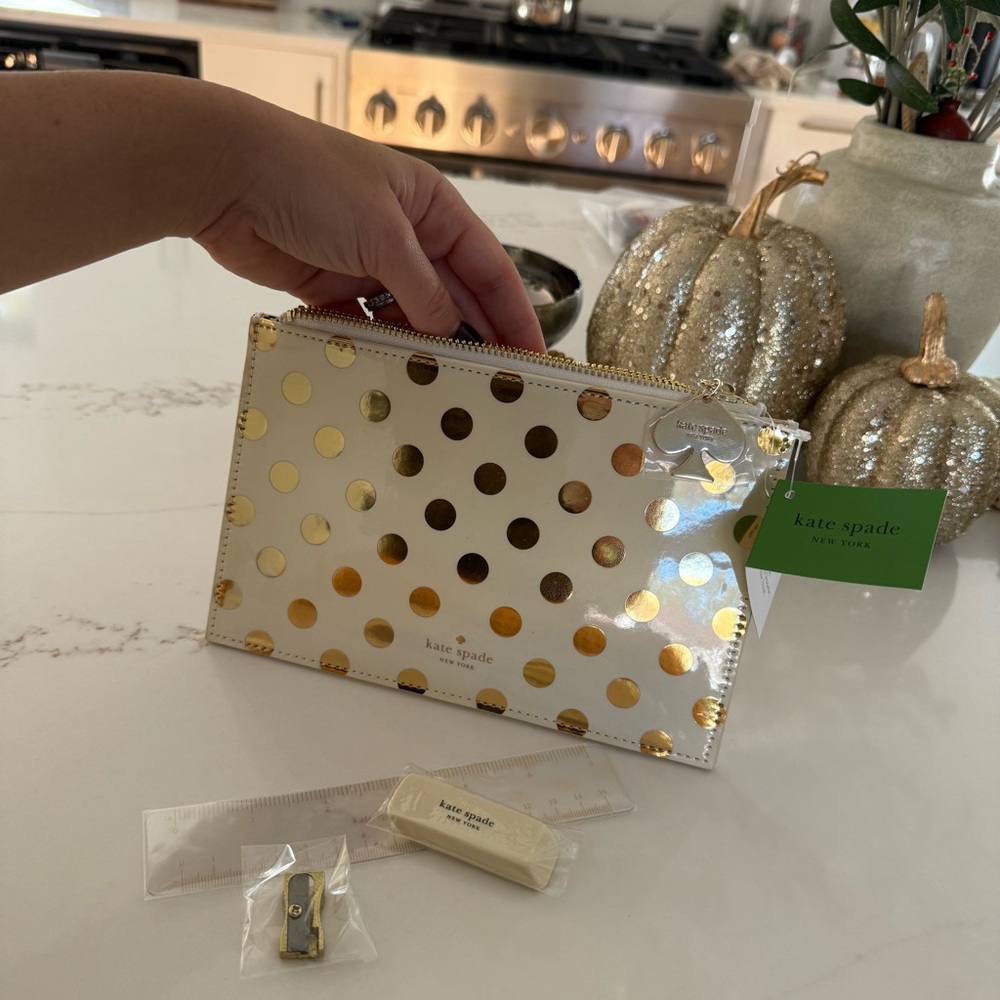 Kate Spade Gold Dots Pencil Case / or used for Makeup Bag, Change Purse - NWT - Picture 9 of 9